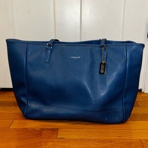 Vintage Coach City Bag Leather Cobalt Blue Tote Shoulder Bag